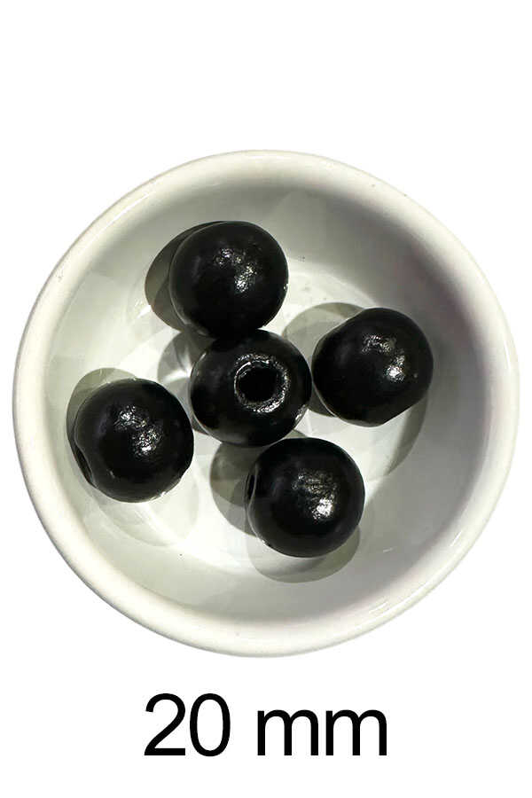 Ahşap Boncuk 104 Siyah 20mm (5 Li Paket)