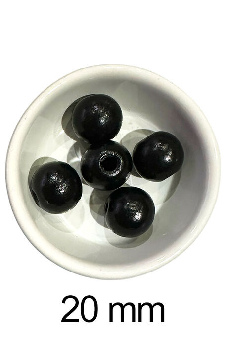  - AHŞAP BONCUK 104 SİYAH 20MM (5 Lİ PAKET)
