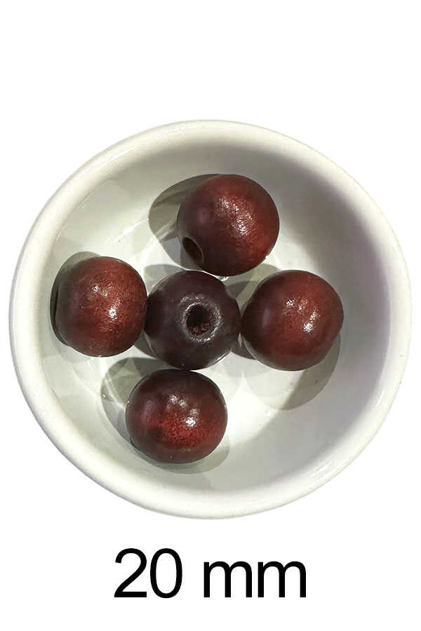 Ahşap Boncuk 106 Bordo 20mm (5 Li Paket)