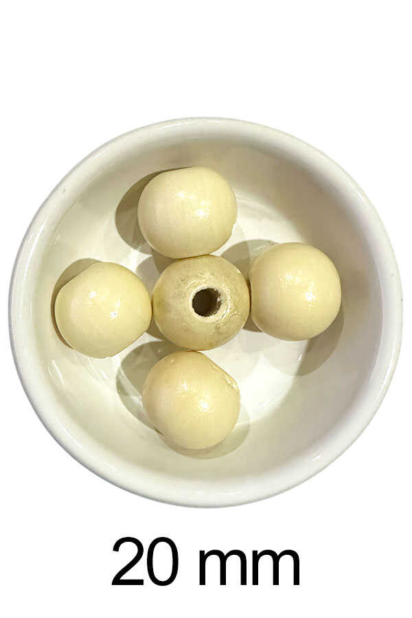 Ahşap Boncuk 107 Açık Bej 20mm (5 Li Paket)