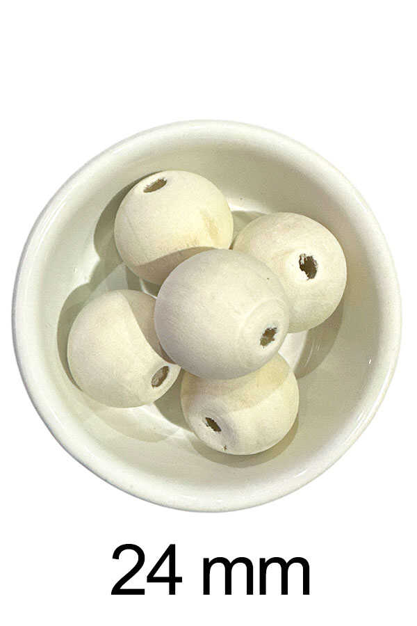 Ahşap Boncuk 201 Açık Naturel 24 Mm (5 Li Paket)