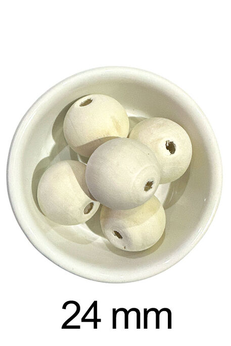  - AHŞAP BONCUK 201 AÇIK NATUREL 24 MM (5 Lİ PAKET)