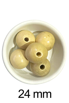  - AHŞAP BONCUK 202 AÇIK BEJ 24 MM (5 Lİ PAKET)