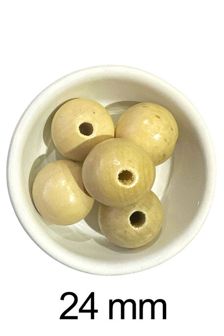  - AHŞAP BONCUK 202 AÇIK BEJ 24 MM (5 Lİ PAKET)