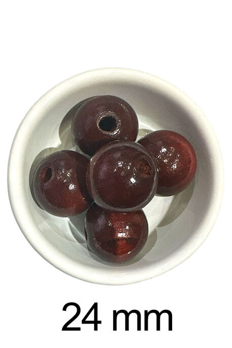  - AHŞAP BONCUK 204 BORDO 24 MM (5 Lİ PAKET)
