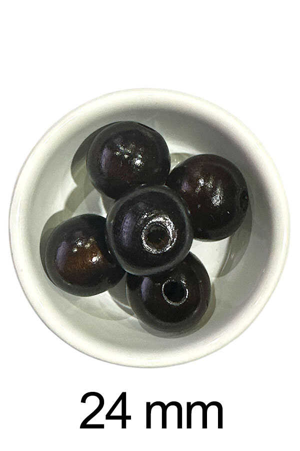 Ahşap Boncuk 205 Kahve 24 Mm (5 Li Paket)