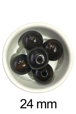  - AHŞAP BONCUK 205 KAHVE 24 MM (5 Lİ PAKET)