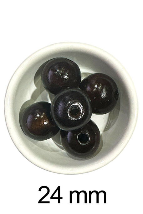  - AHŞAP BONCUK 205 KAHVE 24 MM (5 Lİ PAKET)