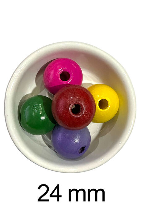  - AHŞAP BONCUK 207 KARIŞIK 24 MM (5 Lİ PAKET)