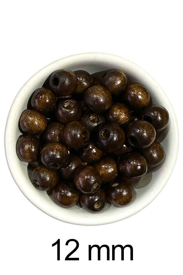 Ahşap Boncuk 500 Koyu Kahve 12 Mm 25 Gr