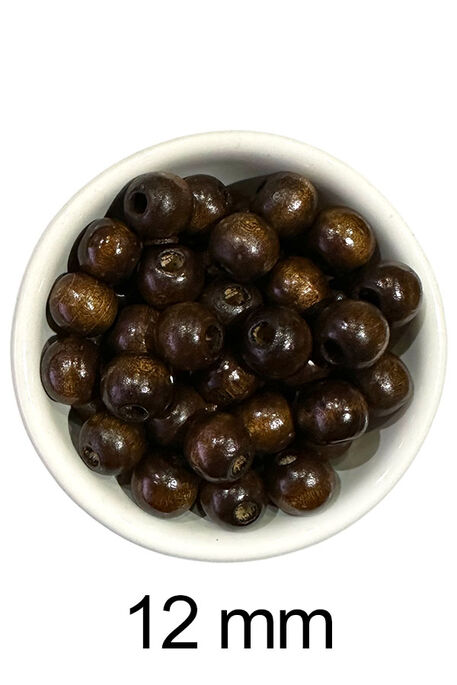  - AHŞAP BONCUK 500 KOYU KAHVE 12 MM 25 GR