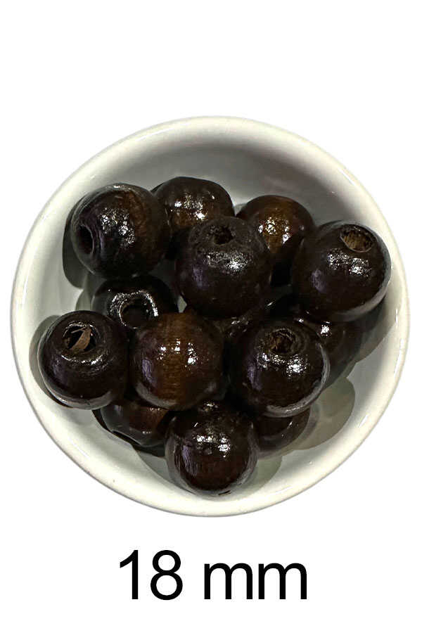 Ahşap Boncuk 607 Koyu Kahve 18 Mm 25 Gr