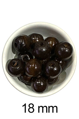  - AHŞAP BONCUK 607 KOYU KAHVE 18 MM 25 GR