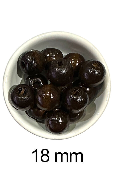  - AHŞAP BONCUK 607 KOYU KAHVE 18 MM 25 GR