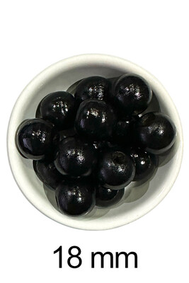  - AHŞAP BONCUK 608 SİYAH 18 MM 25 GR