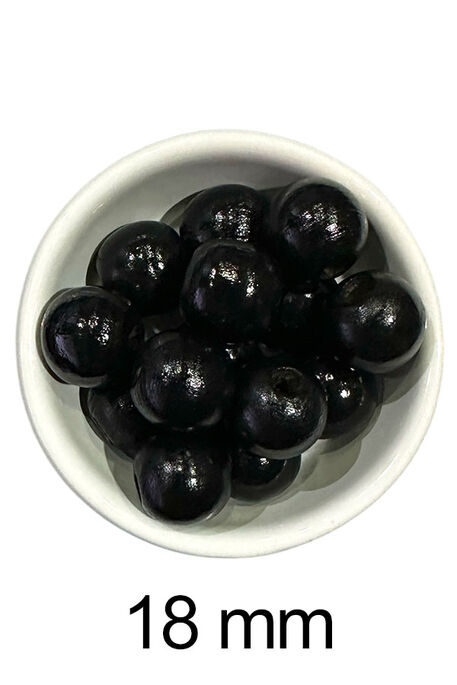 - AHŞAP BONCUK 608 SİYAH 18 MM 25 GR