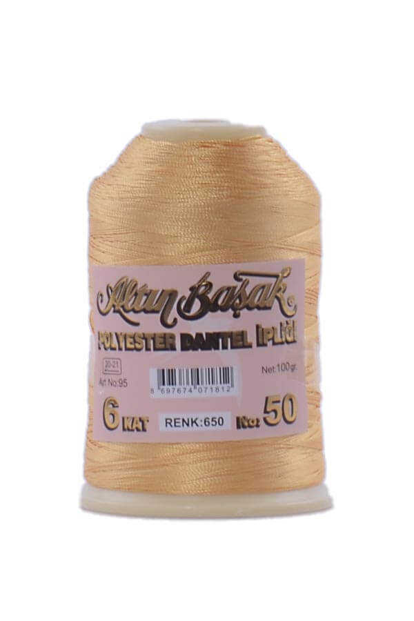 Altın Başak 100 Gr Renkli Oya İpi 650 Saman Sarı