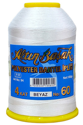 ALTIN BAŞAK POLYESTER DANTEL İP 60 NO BEYAZ 100GR
