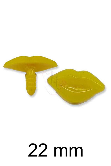  - AMİGURUMİ VİDALI DUDAK SARI 22mm