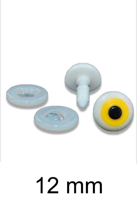  - AMİGURUMİ VİDALI GÖZ BEYAZ-SARI 12mm