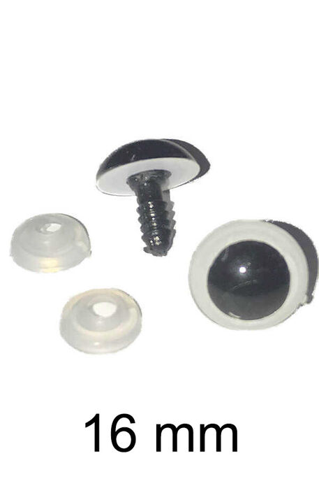  - AMİGURUMİ VİDALI GÖZ BEYAZ SİYAH 16mm