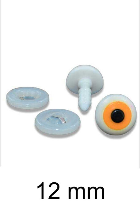  - AMİGURUMİ VİDALI GÖZ BEYAZ-TURUNCU 12mm