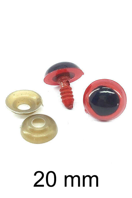  - AMİGURUMİ VİDALI GÖZ KIRMIZI 20mm