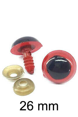  - AMİGURUMİ VİDALI GÖZ KIRMIZI 26mm