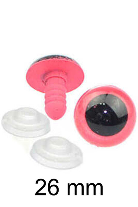  - AMİGURUMİ VİDALI GÖZ PEMBE 26mm