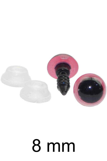  - AMİGURUMİ VİDALI GÖZ PEMBE 8mm