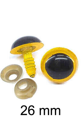  - AMİGURUMİ VİDALI GÖZ SARI 26mm