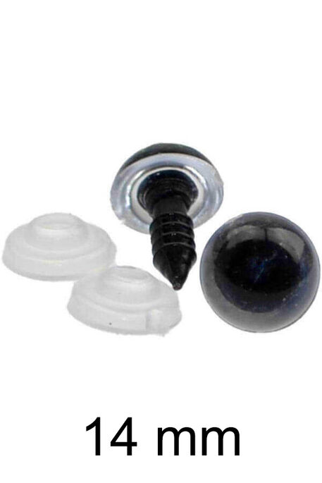  - AMİGURUMİ VİDALI GÖZ ŞEFFAF SİYAH 14mm