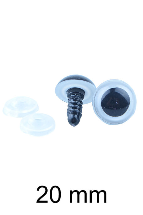  - AMİGURUMİ VİDALI GÖZ ŞEFFAF SİYAH 20 mm