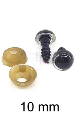  - AMİGURUMİ VİDALI GÖZ ŞEFFAF SİYAH 10mm