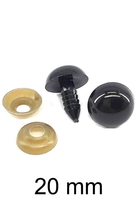  - AMİGURUMİ VİDALI GÖZ SİYAH 20mm