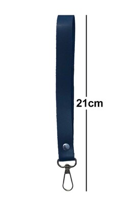 BAG HANDLE LEATHER NAVY BLUE 19 CM - Thumbnail