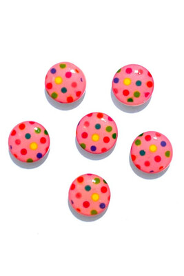  - BUTTON BABY 1172 PINK SPOTTED 6 PIECES