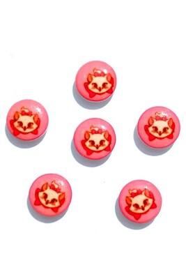  - BUTTON BABY 1175 PINK CAT 6 PIECES