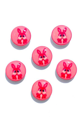  - BUTTON BABY 1176 PINK RABBIT 6 PIECES