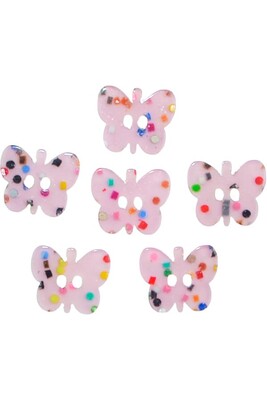 BUTTON BABY 1184 LIGHT PINK BUTTERFLY 6 PIECES - Thumbnail