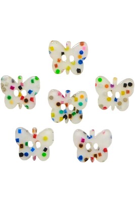  - BUTTON BABY 1185 WHITE BUTTERFLY 6 PIECES