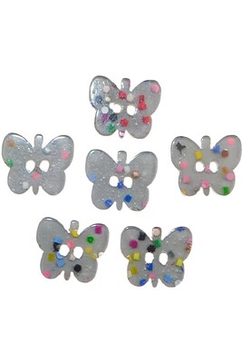  - BUTTON BABY 1186 GRAY BUTTERFLY 6 PIECES