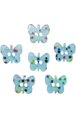  - BUTTON BABY 1187 TURQOUISE BUTTERFLY 6 PIECES