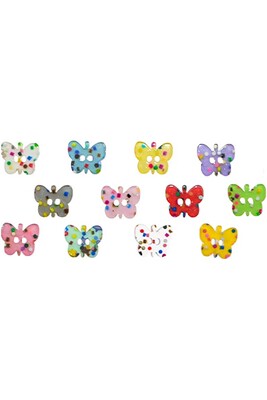 BUTTON BABY 1190 MAGENTA BUTTERFLY 6 PIECES - Thumbnail