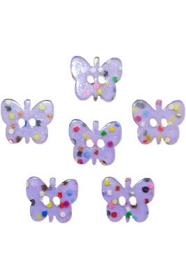  - BUTTON BABY 1190 MAGENTA BUTTERFLY 6 PIECES