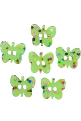  - BUTTON BABY 1191 GREEN BUTTERFLY 6 PIECES