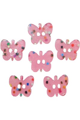BUTTON BABY 1192 DARK PINK BUTTERFLY 6 PIECES - Thumbnail