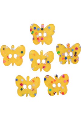 BUTTON BABY 1193 DARK YELLOW BUTTERFLY 6 PIECES - Thumbnail