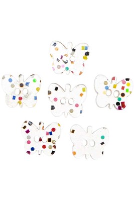  - BUTTON BABY 1194 TRANSPARENT BUTTERFLY 6 PIECES