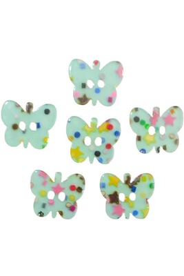 BUTTON BABY 1195 NILE GREEN BUTTERFLY 6 PIECES - Thumbnail